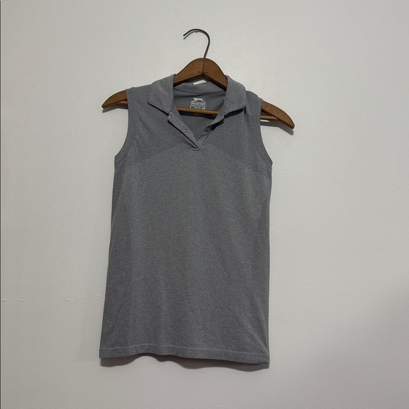 Slazenger Tops - Slazenger Sleeveless Golf Polo Button Tank Top Gray